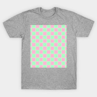 Pink and Green Checkboard Grid T-Shirt